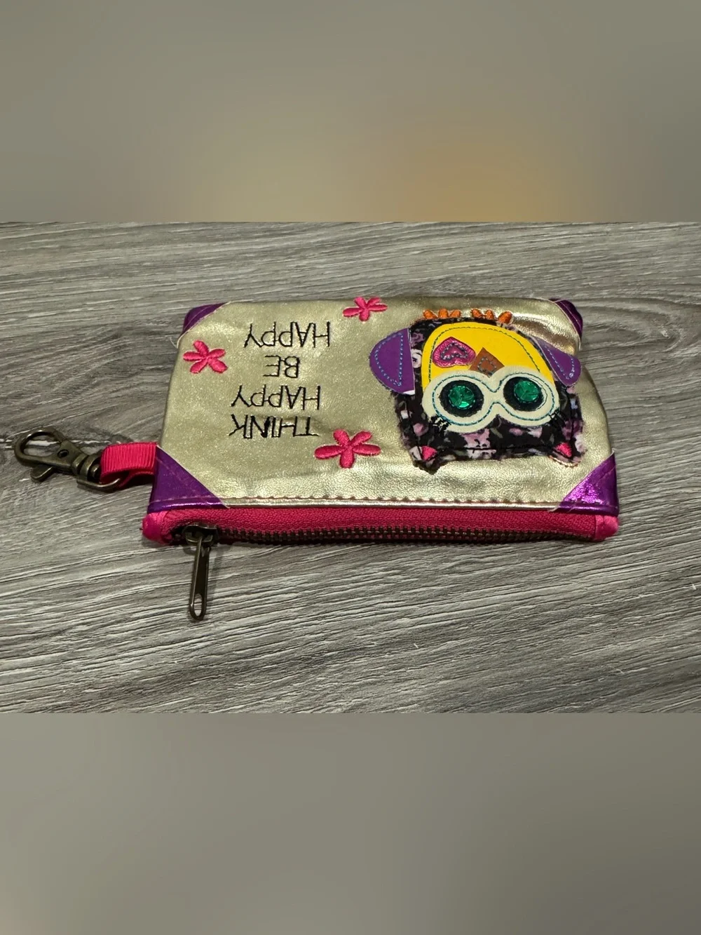 Owl Coin Purse Pouch - Think Happy Be Happy - Good Condition